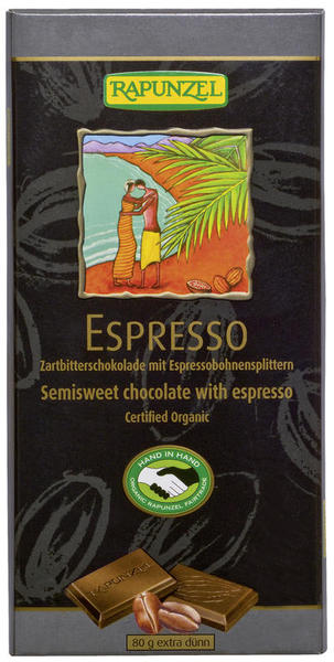 Bio Zartbitterschokolade mit Espresso Stückchen 51%