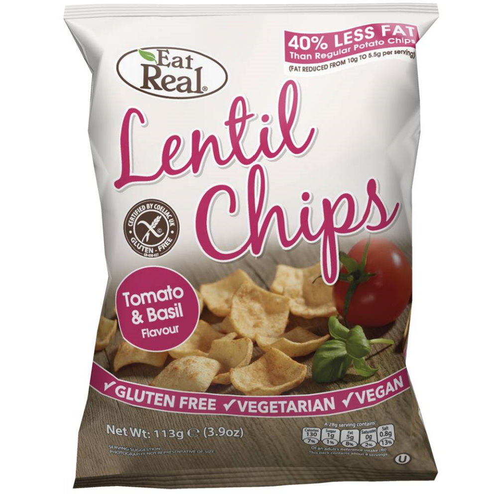 Linsen Chips Tomate & Basilikum