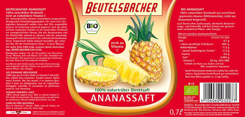 Bio Ananassaft Demeter