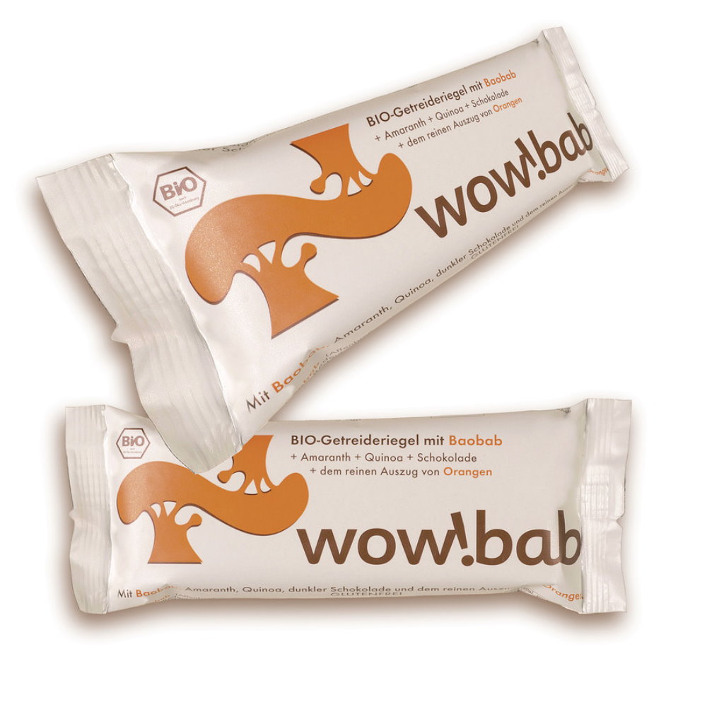 wow!bab Bio Getreideriegel Orange & Baobab