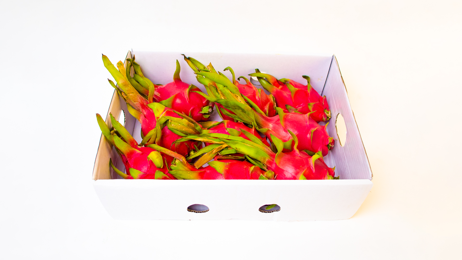 rote-Pitahaya-Kiste Pitahaya Drachenfrucht innen weiss Kiste