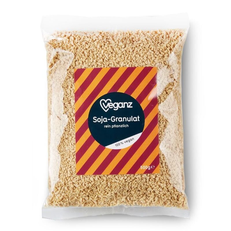 veganz-soja-granulat-500g-sojafleisch-vegan Soja-Granulat